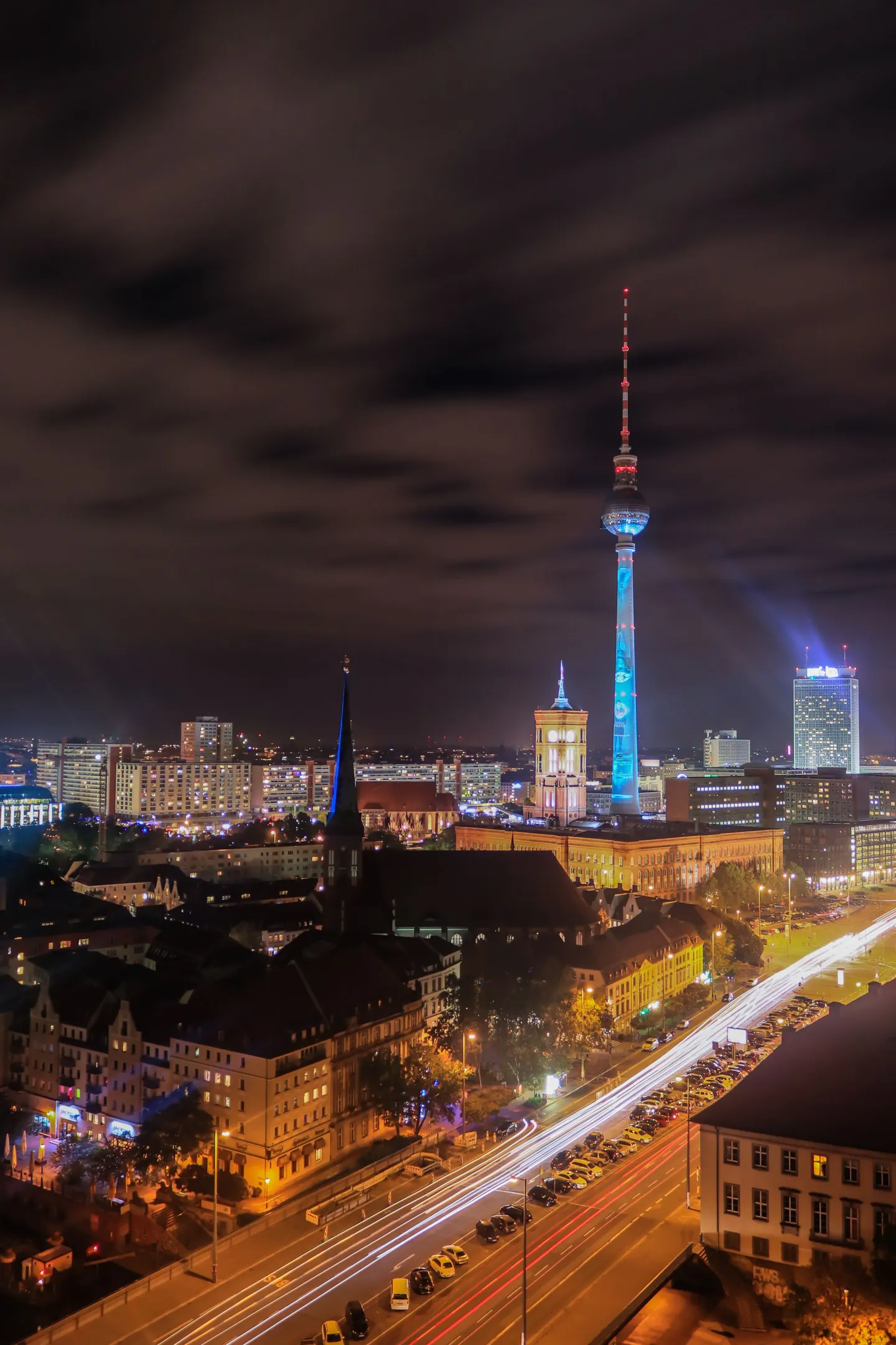 Berlin skyline at night